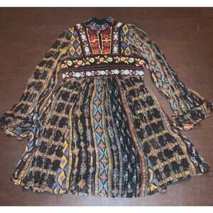 Anthropologie Akemi‎ + Kin Elina Boho Embroidered Mini Dress Sze 0 Festival Folk